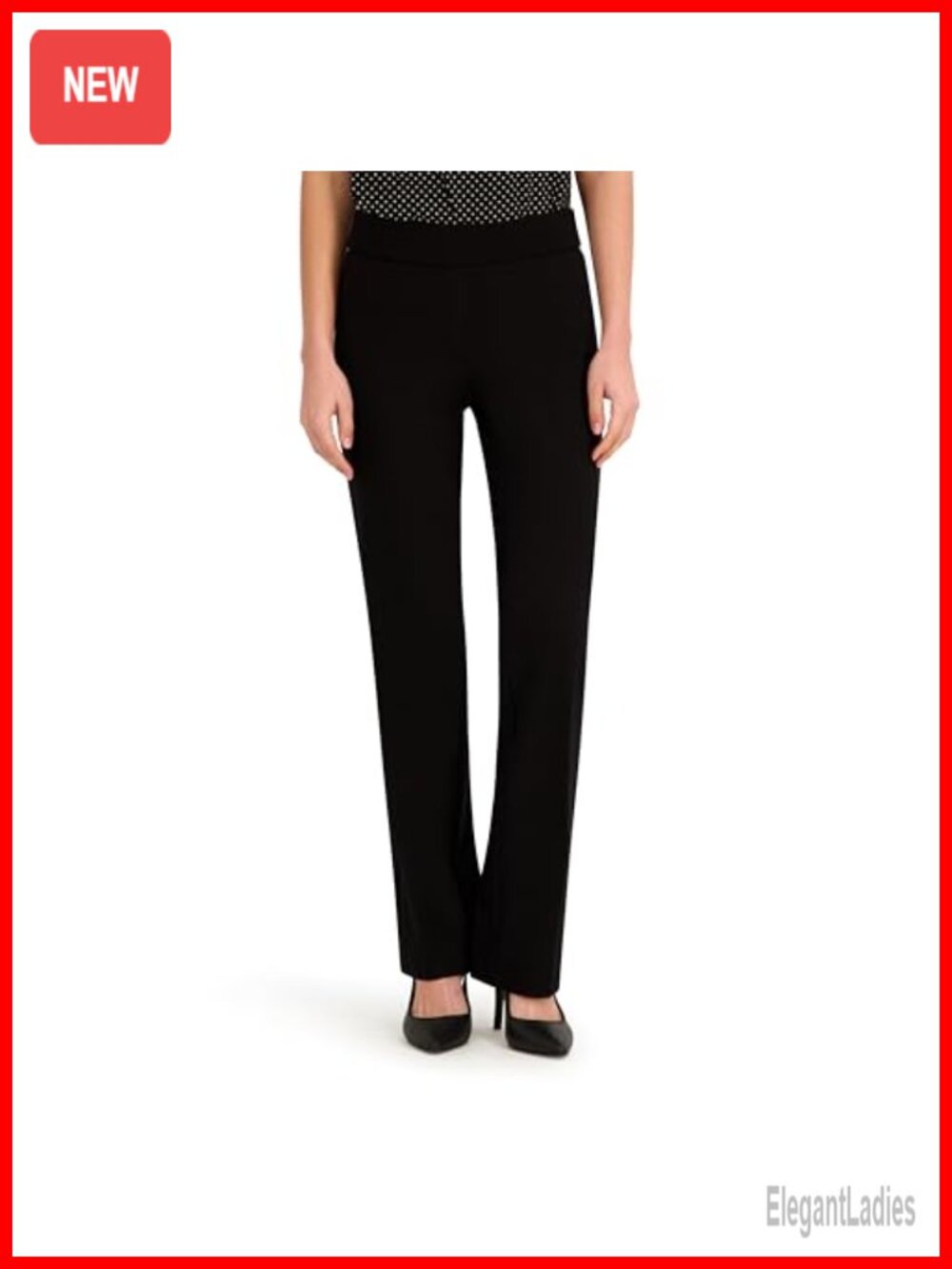 Womens Pull-On Trouser Pants Flat Front Straight Leg Business Casual